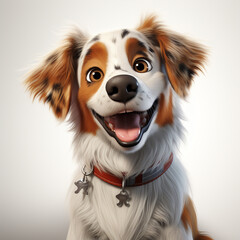 Lustiger Cartoon Hund isoliert auf wei&szlig;em Hintergrund (Durch AI generiert)