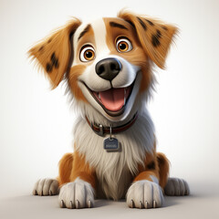 Lustiger Cartoon Hund isoliert auf wei&szlig;em Hintergrund (Durch AI generiert)