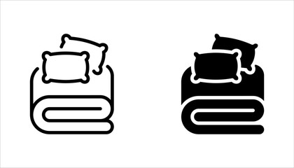 Bed linen set with duvet and pillows vector illustration on white background