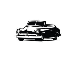Silhouette of a 1949 Mercury coupe served on a white background appearing from the side. best for logo, badge, emblem, icon, sticker design. available in eps 10