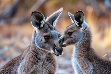 Kangaroo Mother with Joey in the Wild