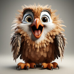 Lustige Cartoon Eule isoliert auf wei&szlig;em Hintergrund (Durch AI generiert)