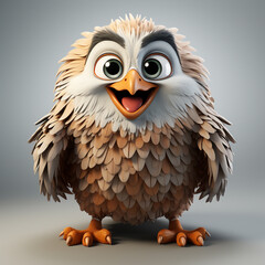 Lustige Cartoon Eule isoliert auf wei&szlig;em Hintergrund (Durch AI generiert)