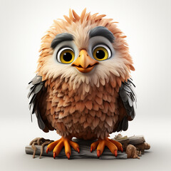 Lustige Cartoon Eule isoliert auf wei&szlig;em Hintergrund (Durch AI generiert)