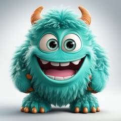 Lustiges Cartoon Monster isoliert auf weißem Hintergrund (Durch AI generiert)