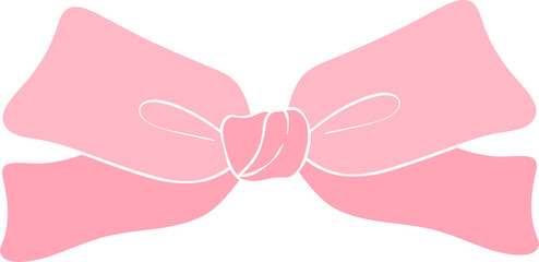 Coquette Aesthetic Bow pink flat illustration