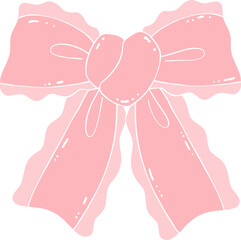 Coquette Aesthetic Bow pink flat illustration