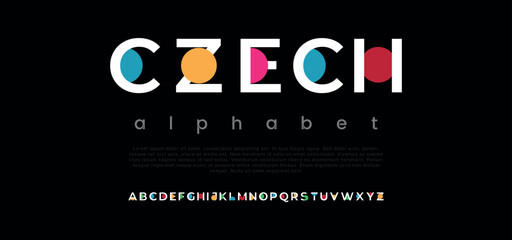 Abstract modern Czech alphabet fonts