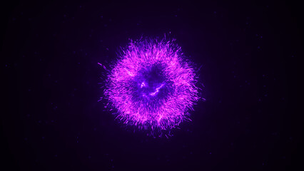 Obraz premium Purple particles explosion on the glamorous backdrop