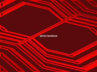 Red with a shiny modern geometric pattern. Red steel floor background.