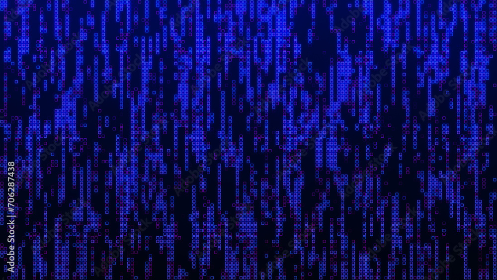 Poster blue mosaic background in technology concept. abstract blue led squares. technology digital square b