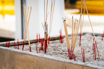 Incense Sticks that are Lit to Worship and Pray, Large Incense Burners. - obrazy, fototapety, plakaty
