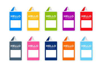 Set of Blank Colorful Name Badge Tags Vector Illustration for Corporate and Social Events