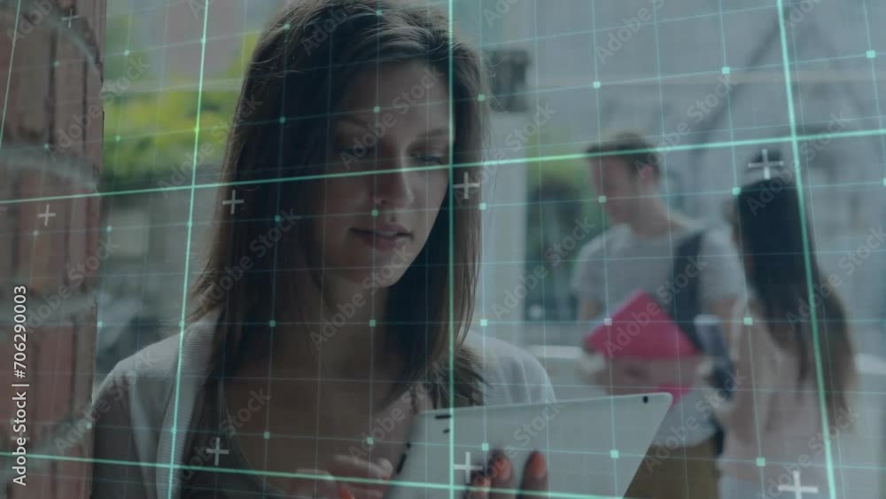 Aufkleber animation of data processing over diverse students