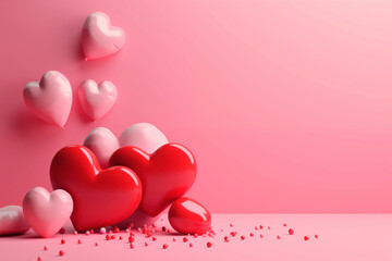 ハート柄の背景素材(バレンタインデー、愛、結婚、恋愛) Heart-patterned background material.Valentine's Day, love, marriage and romance. Generative AI  - obrazy, fototapety, plakaty