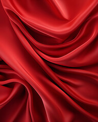 サテンの布地(背景素材、赤、高級感、ひだ) satin cloth.Background material, red, luxurious and drape. Generative AI  - obrazy, fototapety, plakaty