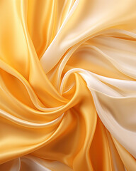 サテンの布地(背景素材、金、黄色、高級感、ひだ) satin cloth.Background material, gold, yellow, luxurious feel and drape.Generative AI 