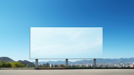 Outdoor Billboard sign advertising mock up, blue sky background.
