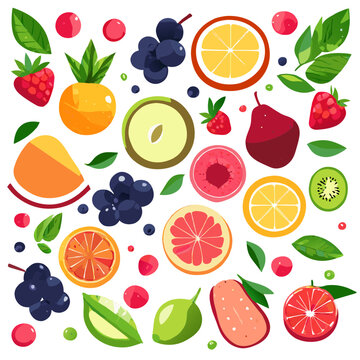 Vector collection of summer fruits