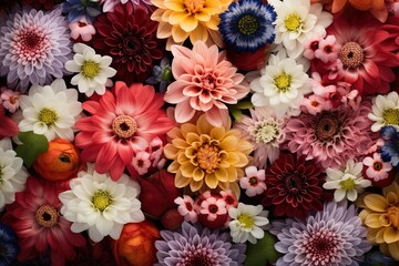 adorable arrangement of multicolor flowers background generative ai