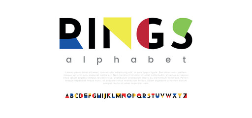 Rings Modern minimal abstract alphabet fonts - obrazy, fototapety, plakaty