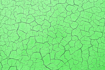 Cracked green background. Mockup of peeling surface,copy space