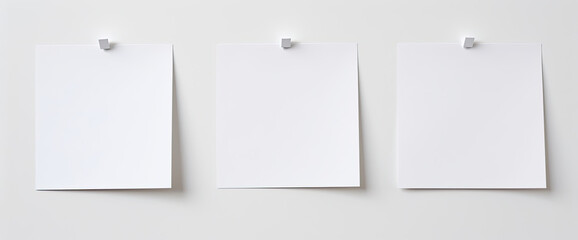Three Pieces of Paper Hanging on a Wall