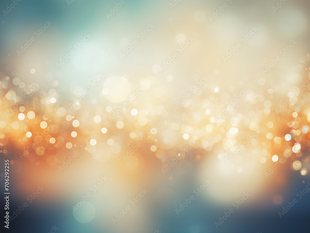 Poster soft gradient background from blue to warm gold with sparkling bokeh lights, ideal for elegant theme