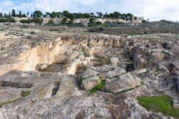 Necropolis of Tuvixeddu Park, the largest Punic necropolis still in existence. Carthaginian shaft...