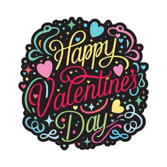 Happy Valentines Day graffiti typography art illustration