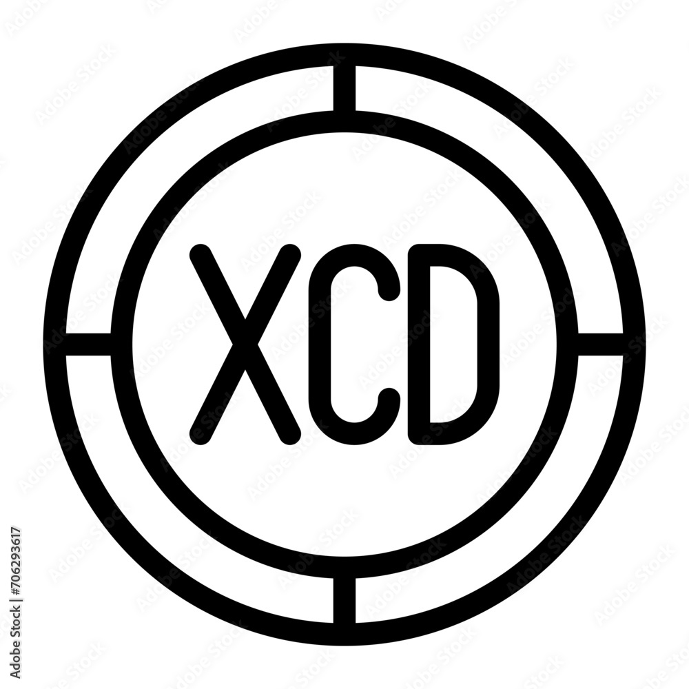 Poster xcd karibia coin icon. outline xcd coin vector icon for web design isolated on white background