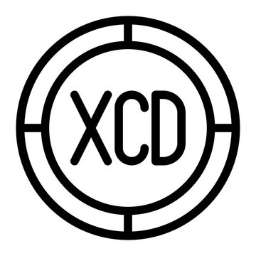 Xcd Karibia coin icon. Outline xcd coin vector icon for web design isolated on white background
