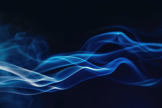 Blue Smoke Movement on Black Background - Abstract Dynamic Flow and Swirl