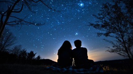 AI illustration of Two young adults enjoying a night outdoors.