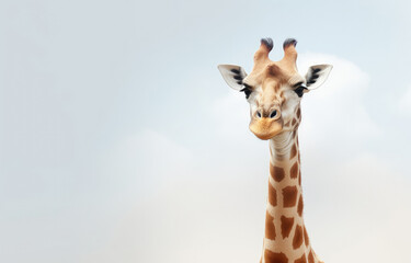 Close-up View of Giraffe Against Sky Background