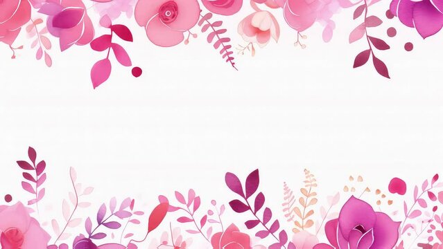 Animated Watercolor Valentine Colorful  Flowers. Animated 4K flowers background frame loop