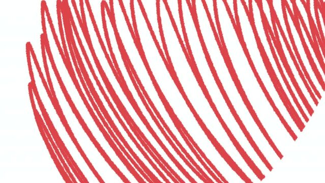 Red and white doodle heart beating hand drawn animation. 4k video. Happy Valentines Day. Valentines Day. Banner. Love.