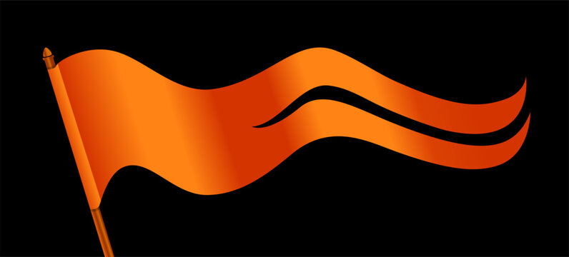 Dard orange flag icon on black color. Holy flag of hindu.