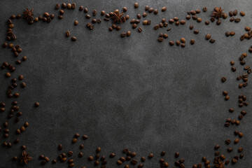 Coffee beans on gray background with space for text or drink menu - 706295898