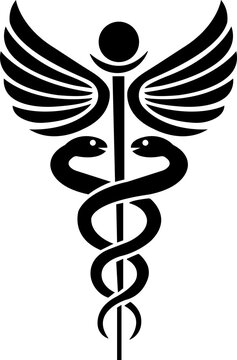 Caduceus snake icon in trendy Fill Style. Medical center, pharmacy, hospital with popular symbol of medicine. Medical health care icon logo isolated on transparent background. Rod of Asclepius sign.