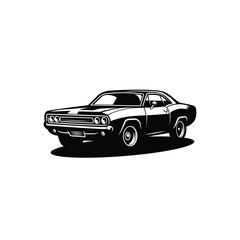 vintage retro muscle car vector illustration.