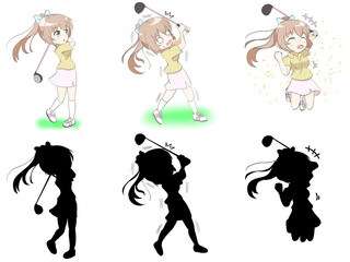 ゴルフをする女性3