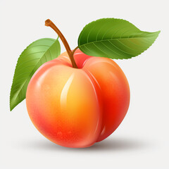 fresh peach fruit with a leaf on transparent background created with Generative Ai
