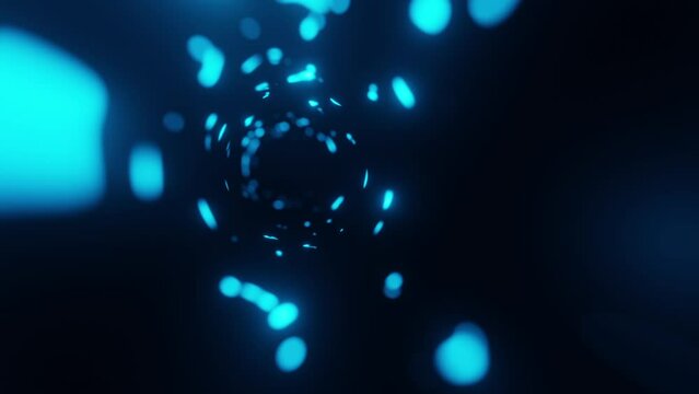 This stock motion graphic shows a black, dark tunnel with bright, blue highlights. This abstract background will decorate your projects.