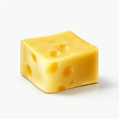 piece of cheese with a square shape on transparent background
