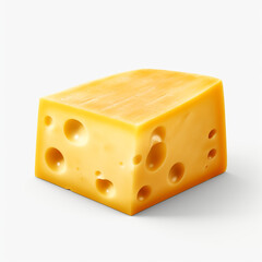piece of cheese with a square shape on transparent background