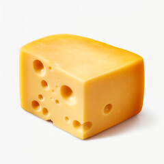 piece of cheese with a square shape on transparent background