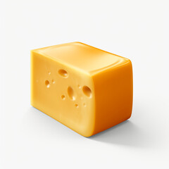 piece of cheese with a square shape on transparent background
