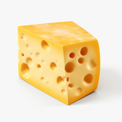 piece of cheese with a square shape on transparent background