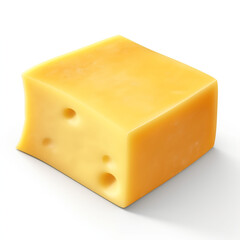 piece of cheese with a square shape on transparent background